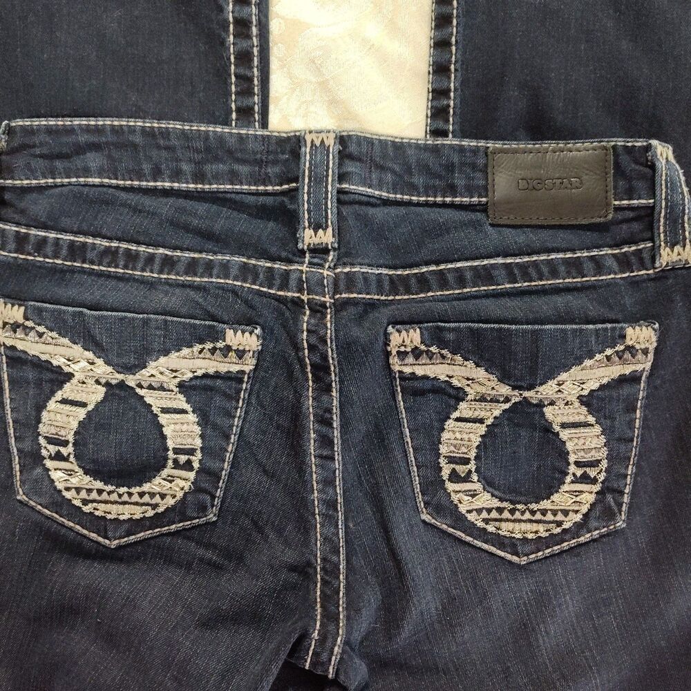 Big Star Maddie Bootcut Jeans Womens 27R Stretchy Lowrise Darkwash Y2K
